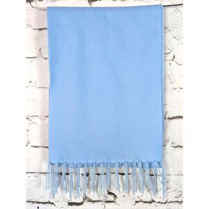 VINTAGE ROYAL ROSSI 100% Cashmere Fringe Scarf Mongolia Blue Luxury 58"x 12"